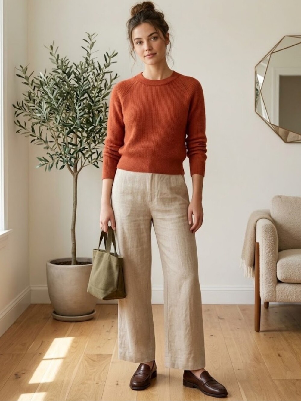 Madewell Cashmere Crewneck Waffle Knit Pullover Top Cropped Sz Small